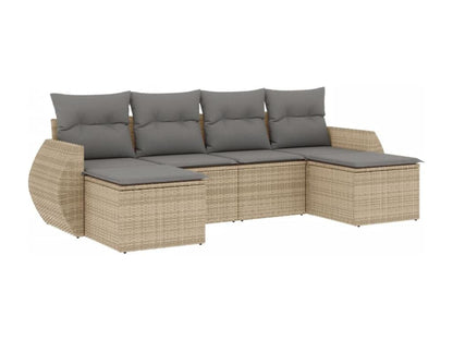 Salon de jardin avec coussins 6 pièces beige résine tressée NKSZ99792