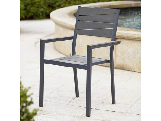 Fauteuil de jardin aluminium et bois synthétique gris foncé MACS05902