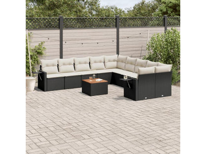 Salon de jardin 11 pcs avec coussins noir résine tressée RPMU40380