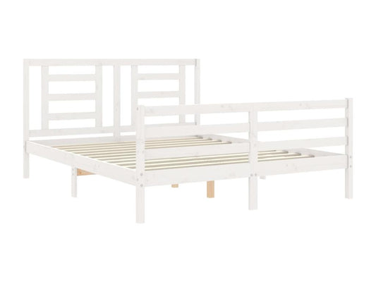 Cadre de lit avec tête de lit blanc 160x200 bois massif GIXG41547
