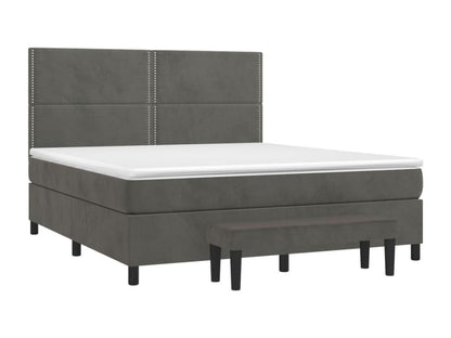 Lit à sommier tapissier et matelas Gris foncé 160x200cm Velours JBNC75018
