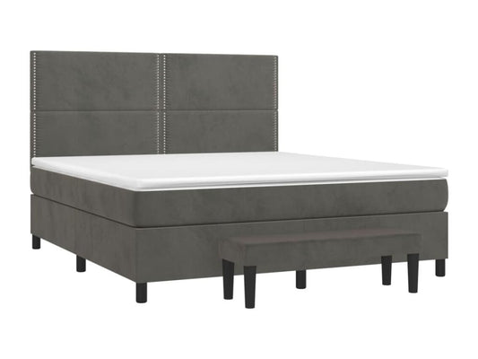 Lit à sommier tapissier et matelas Gris foncé 160x200cm Velours JBNC75018