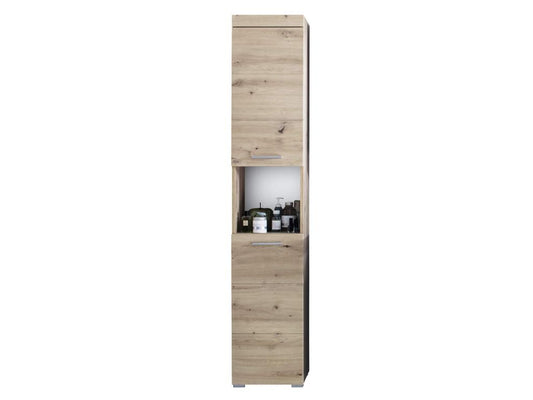 Meuble de salle de bain mélaminé - Meuble Colonne- Chêne- LHP 37 - 190 - 31 cm GLHJ65885