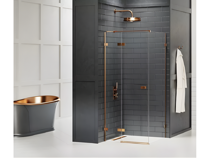 Cabine de douche cuivre brossé 110x120cm pivotante gauche Chicyla COPPER BRUSHED accès de face ZARV01677