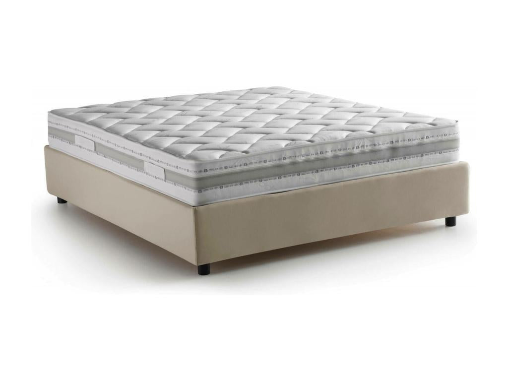 Lit double Chicyla Lit coffre avec revêtement en tissu Made in Italy Ouverture frontale avec matelas 160x200 cm inclus Beige EWOJ56371