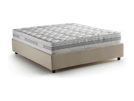 Lit double Chicyla Lit coffre avec revêtement en tissu Made in Italy Ouverture frontale avec matelas 160x200 cm inclus Beige EWOJ56371
