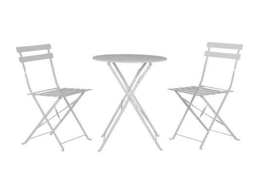 Table et chaises pliantes bistrot balcon terrasse- 2 places - Blanc - Chicyla KNOO70133