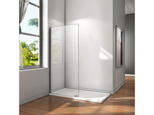 Chicyla paroi de douche à l'italienne 60x200cm Profilé en aluminium chromé en 8mm verre anticalcaire sans récepteur HKUS08720