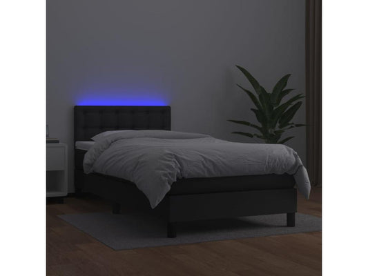 Sommier à Chicyla de lit avec matelas et LED Noir 90x190 CDOI76956