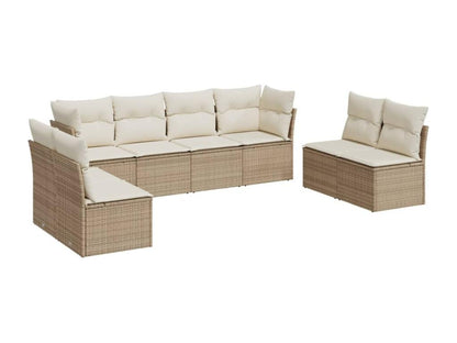Salon de jardin avec coussins 8 pcs beige résine tressée KLGU85686