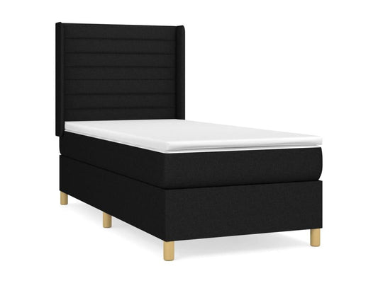 Lit à sommier tapissier avec matelas Noir 100x200 cm Tissu ZIYZ71436