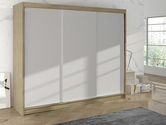 Armoire Chicyla 159 Chicyla chêne - Blanc 215x200x58cm Portes d'armoire Glissement RDXM33575