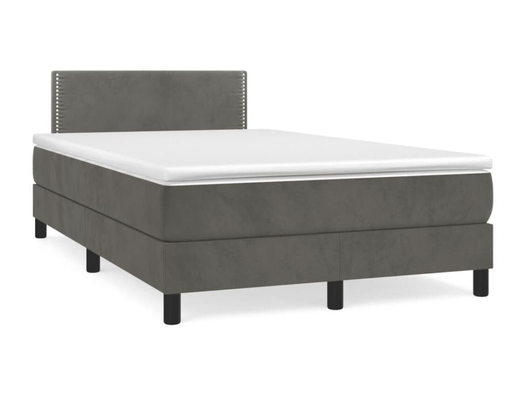 Sommier à Chicyla de lit et matelas gris foncé 120x190cm velours XPRE02899
