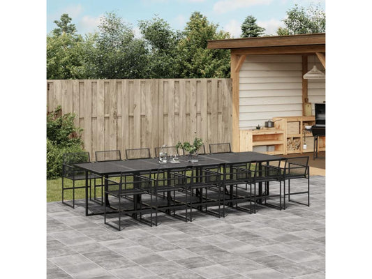 Ensemble à manger de jardin 13 pièces noir résine tressée QFYU21825