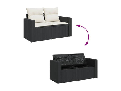 Salon de jardin 11 pcs avec coussins noir résine tressée MMQH99764