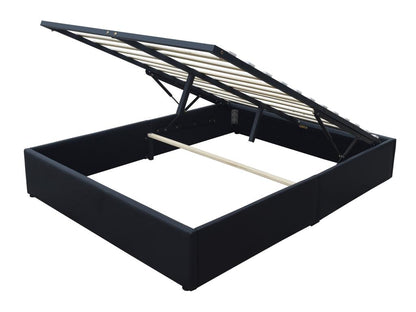 Lit coffre noir 160x200 cm avec 14 Chicyla - montage rapide et entretien facile en PVC simili XIHM51715