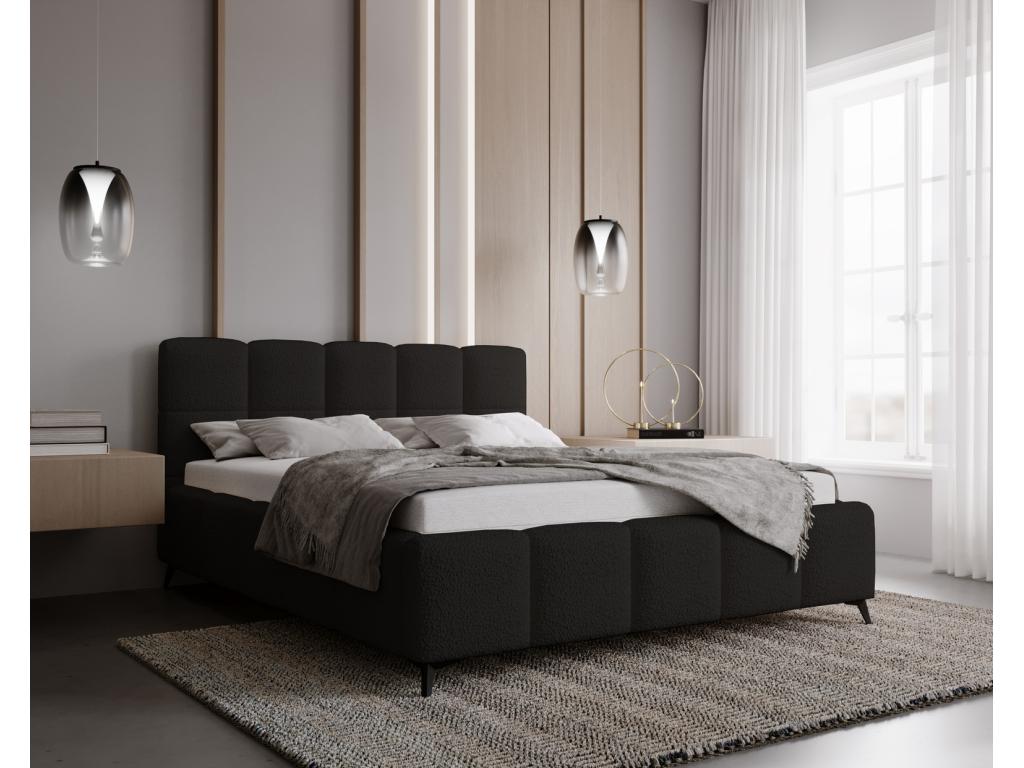 Laviecasa Lit double 180x200 Kastilo - Lit avec pieds Sommier à Laviecasa Tête de Lit rangement - lit 180x200 Bouclé Noir Anthologie 19 ZCXC88601