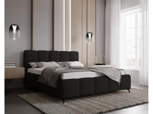 Laviecasa Lit double 180x200 Kastilo - Lit avec pieds Sommier à Laviecasa Tête de Lit rangement - lit 180x200 Bouclé Noir Anthologie 19 ZCXC88601