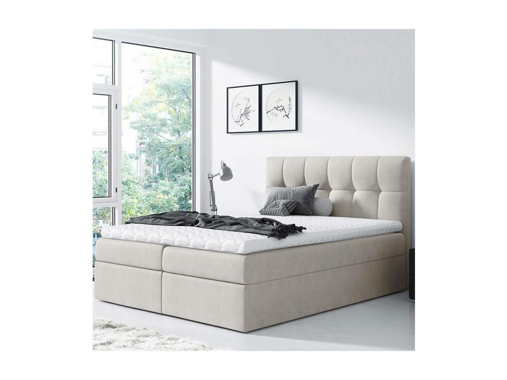 Lit continental Chicyla 128 Continental Double Brun clair 160x200 Tapisserie HLGG71984