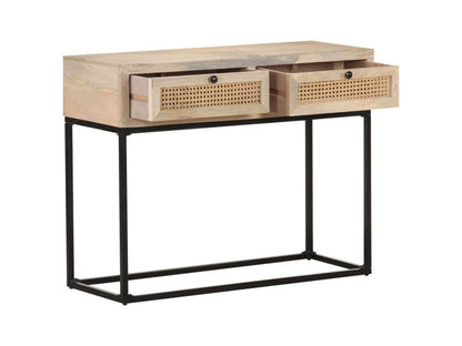 Table console 100x35x76 cm Bois de manguier et canne naturelle TPNF42046