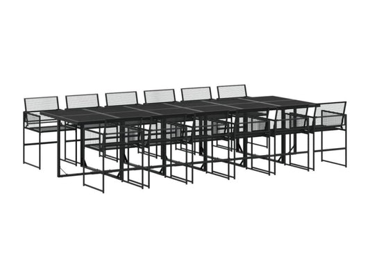 Ensemble à manger de jardin 13 pièces noir résine tressée QFYU21825