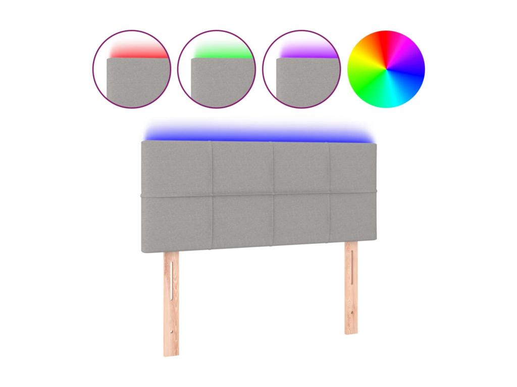 Tête de lit à LED Gris clair 100x5x78/88 cm Tissu GYQT78632