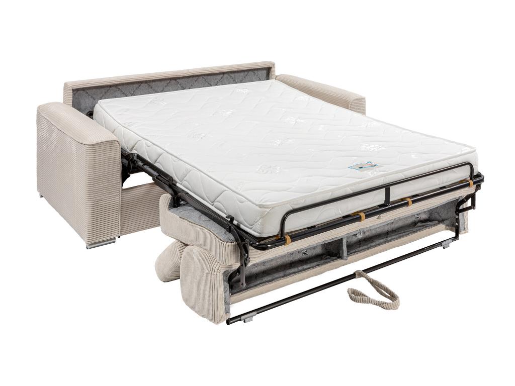 Canapé 4 places convertible express en velours tricoté beige - Couchage 160 cm - Matelas 14 cm - Chicyla GQEX65961