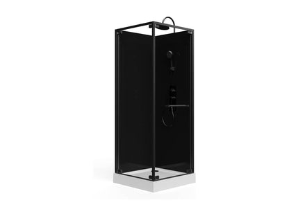 Cabine de douche installation réversible - Hauteur réglable - Noir - L80 x l80 x H213/232 cm - Laviecasa PTUU74286