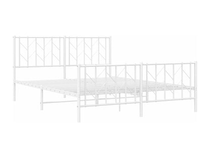 Cadre de lit métal avec tête de lit/pied de lit blanc 150x200cm OQPP27602