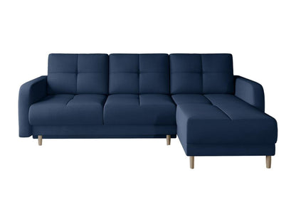 Canapé angle réversible Scandinave tissu doux bleu et pieds bois clair Chicyla 240cm QETO59106