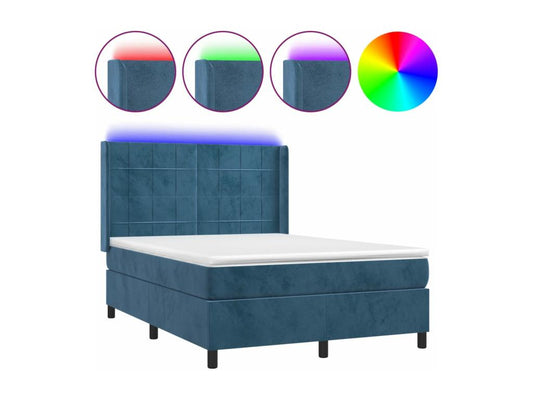 Sommier à Chicyla de lit matelas et LED Bleu foncé 140x190 cm FOQV94709