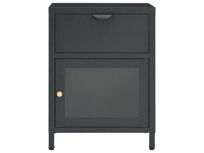 Tables de chevet 2 pcs Anthracite 40x30x54.5 Acier et verre BCPW94996