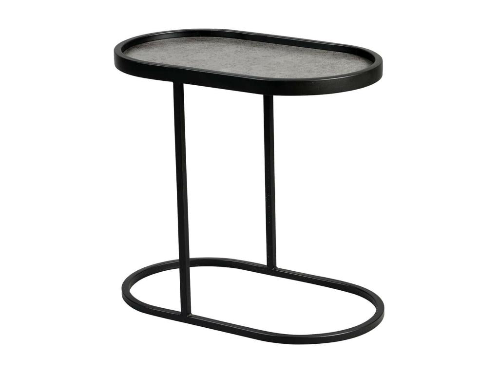 Chicyla - Table d'Appoint Ovale Aspect Céramique Grise UQJS83801