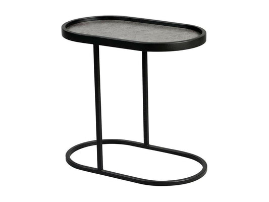 Chicyla - Table d'Appoint Ovale Aspect Céramique Grise UQJS83801