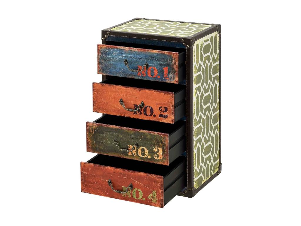 Commode design stylée industriel effet bois multiCouleure 40x30x66 cm 03 0005033 XTQS50905