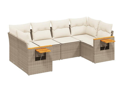 Salon de jardin avec coussins 6 pcs beige résine tressée BVTR08031