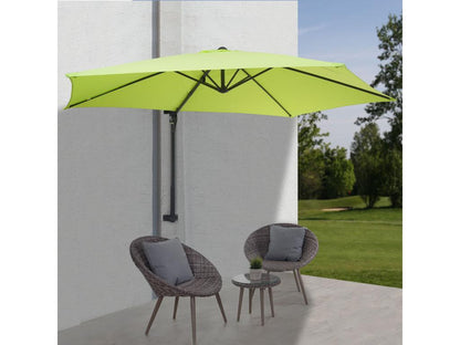 Parasol mural Meublori parasol déporté pour le balcon 3m inclinable - vert Meublori