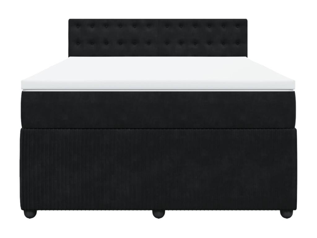 Sommier à Chicyla de lit avec matelas Noir 140x190 cm Velours KPEN27872