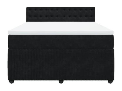 Sommier à Chicyla de lit avec matelas Noir 140x190 cm Velours KPEN27872