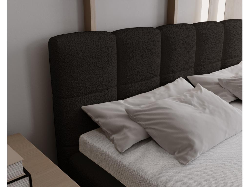 Laviecasa Lit double 180x200 Kastilo - Lit avec pieds Sommier à Laviecasa Tête de Lit rangement - lit 180x200 Bouclé Noir Anthologie 19 ZCXC88601