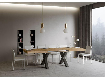 Table extensible 90x180/284 cm Chicyla Chêne Nature cadre Anthracite PNAV99260