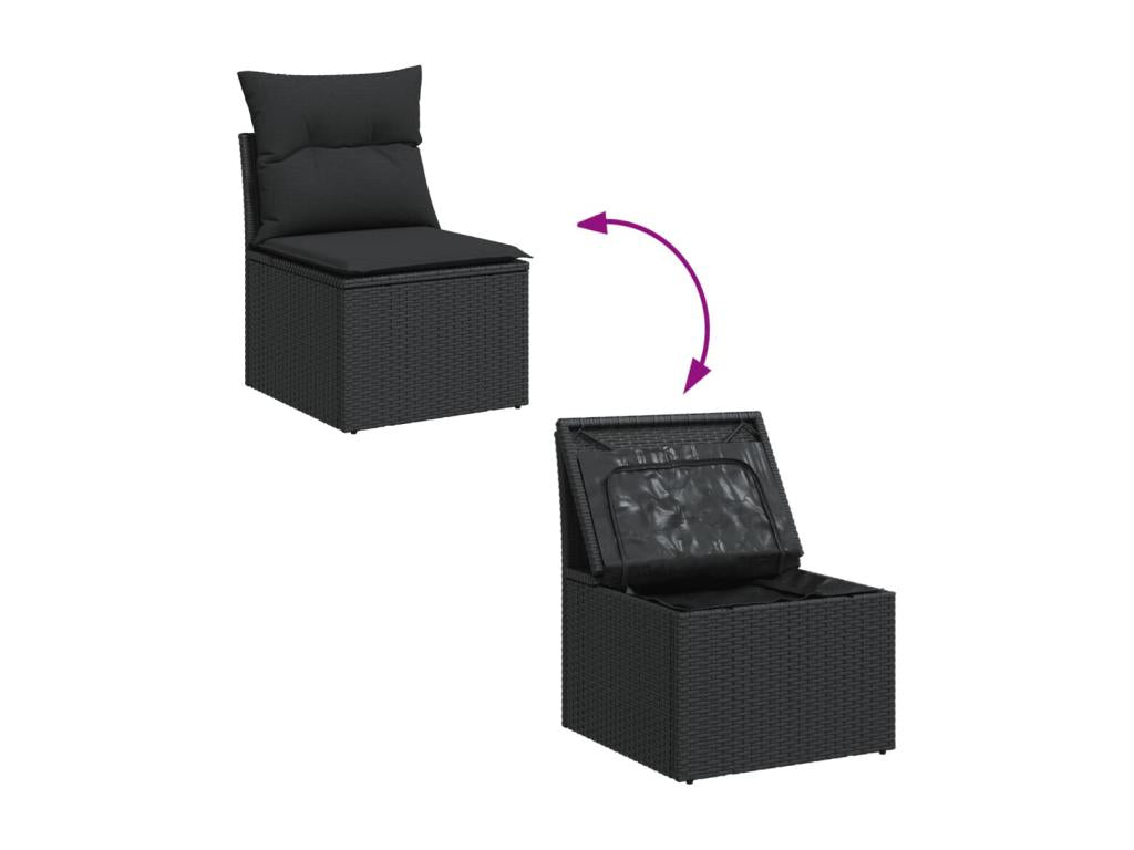 Salon de jardin 10 pcs avec coussins noir résine tressée NHSX68644