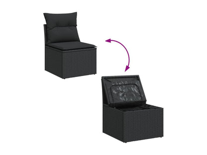 Salon de jardin 10 pcs avec coussins noir résine tressée NHSX68644
