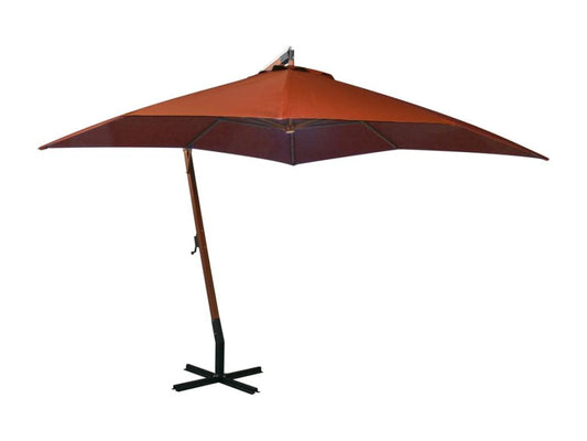 Parasol suspendu avec mât Terre cuite 3x3m Massif Bois de sapin NRTV20884