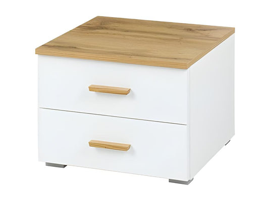 Lot de 2 tables de chevet WOOD avec 2 tiroirs Couleuris chêne et blanc alpin APCR46127