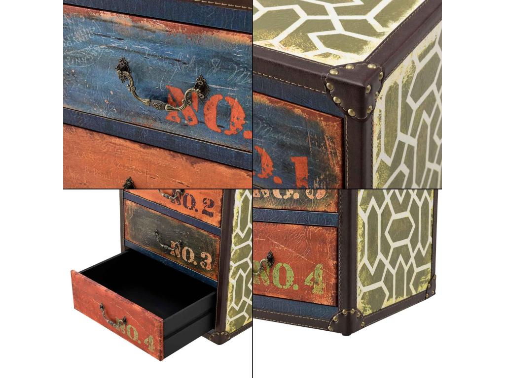 Commode design stylée industriel effet bois multiCouleure 40x30x66 cm 03 0005033 XTQS50905