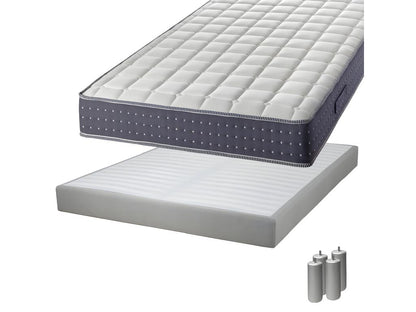 Chicyla - Pack Matelas 140x190 Sommier Tapissier Démontable 2x20 Chicyla Lin Pieds Argent 15cm FYBY18506