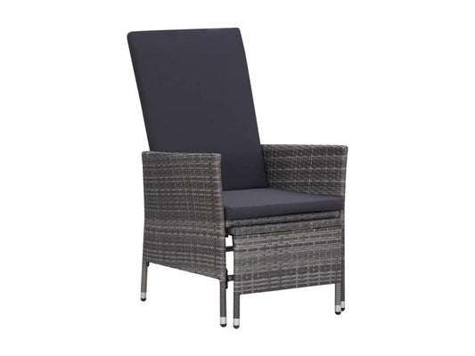 Chaise inclinable de jardin avec coussins Résine tressée Gris JXBB56164