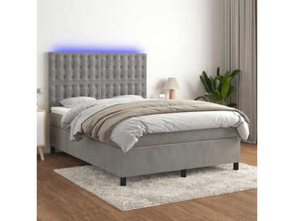 Sommier à Chicyla de lit matelas et LED Gris clair 140x200 cm OMFA03795