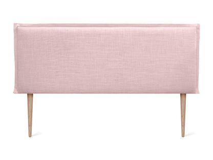 Meublori Tête de lit en lin naturel uni avec passepoils 135x105cm avec Pieds Lits 120/135 - Rose Pâle